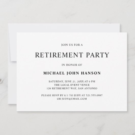 Einfaches Schwarz-Weiß-Party für die Vergabe von Z Einladung (Rückseite)