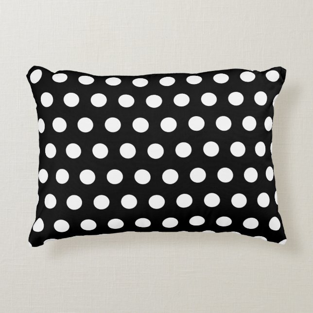 Einfaches Schwarz-Weiß-Polka-Dot Dekokissen (Vorderseite)