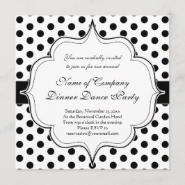 einfaches Schwarz-Weiß-Polka-Dot-Standardmuster Einladung