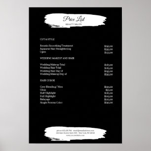 Einfaches Schwarz-Weiß-Preislisten-Poster Poster