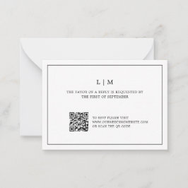 Einfaches Schwarz-Weiß-QR-Budget Hochzeit RSVP Mitteilungskarte
