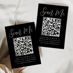Einfaches Schwarz-Weiß-QR-Code-Hochzeits-RSVP-Skri Begleitkarte