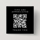 Einfaches Schwarz-Weiß-QR-Code-Quadrat Tipp Button (Vorderseite)