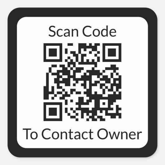 Einfaches Schwarz-Weiß-QR-Code verloren und gefund Quadratischer Aufkleber (Vorderseite)