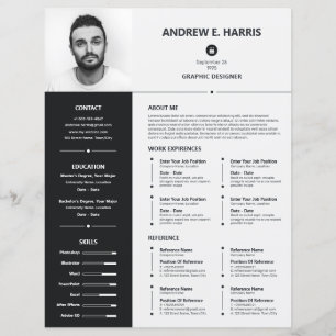 Einfaches Schwarz-Weiß-Resume, CV + Letter
