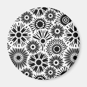 Einfaches Schwarz-Weiß-Retro-70er-Jahre-Grafik-Dai Magnet