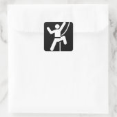 Einfaches Schwarz-Weiß-Rock-Climbing-Symbol Quadratischer Aufkleber (Tasche)