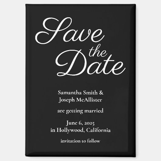 Einfaches Schwarz-Weiß Save-the-Date Magnet (Vorderseite)