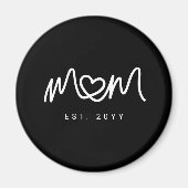 Einfaches Schwarz-Weiß-Script Herz Mutter Establis Magnet (Vorne)