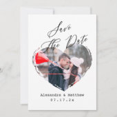 Einfaches Schwarz-Weiß-Script Minimalistisches Her Save The Date (Vorderseite)