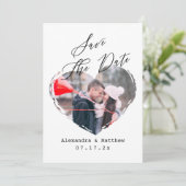 Einfaches Schwarz-Weiß-Script Minimalistisches Her Save The Date (Stehend Vorderseite)