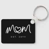 Einfaches Schwarz-Weiß-Script Mom Established Est Schlüsselanhänger (Vorderseite)