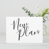 Einfaches Schwarz-Weiß-Skript - Neuer Plan verscho Save The Date (Stehend Vorderseite)