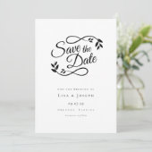 Einfaches Schwarz-Weiß-Skript Save The Date (Stehend Vorderseite)