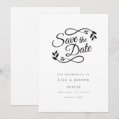 Einfaches Schwarz-Weiß-Skript Save The Date (Vorne/Hinten)