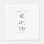 Einfaches Schwarz-Weiß-Sonderdatum Serviette (Vorderseite)