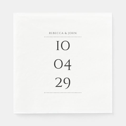 Einfaches Schwarz-Weiß-Sonderdatum Serviette (Vorderseite)