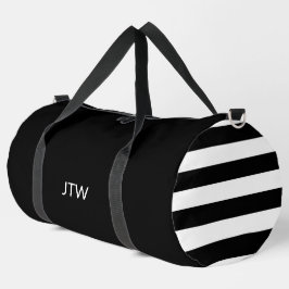 Einfaches Schwarz-Weiß-Streifen-Muster Duffle Bag