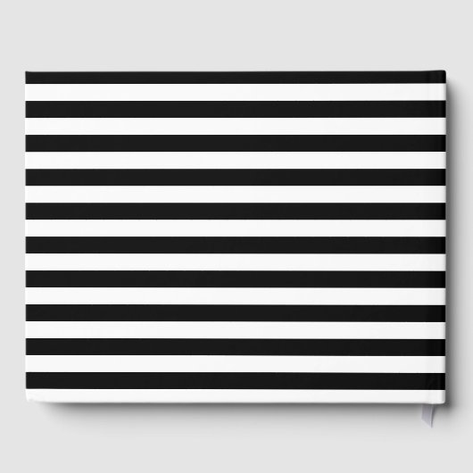 Einfaches Schwarz-Weiß-Striptes Gästebuch (Rückseite)