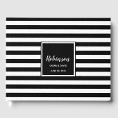 Einfaches Schwarz-Weiß-Striptes Gästebuch (Vorderseite)