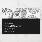 Einfaches Schwarz-Weiß-Tomatensauce-Label Lebensmitteletikett (Einzelnes Label)