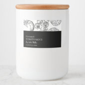 Einfaches Schwarz-Weiß-Tomatensauce-Label Lebensmitteletikett (Vorderseite)