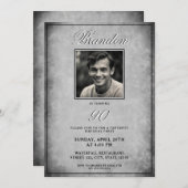 Einfaches Schwarz/Weiß Vintages Foto 90. Geburtsta Einladung (Vorne/Hinten)