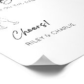 Einfaches Schwarz-Weiß-Zeichen für offene Bar Poster (Ecke)