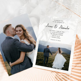 Einfaches Schwarz-Weiß-Zwei-Foto-Hochzeitsschreibe Einladung