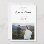 Einfaches Schwarz-Weiß-Zwei-Foto-Hochzeitsschreibe Einladung (Vorderseite)