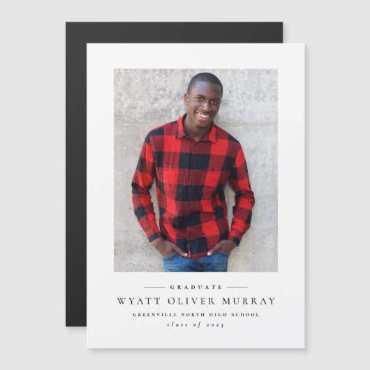 Einfaches Schwarz-weißer Abschluss-Ankündigungs-Ma Magnetkarte (Vorne/Hinten)