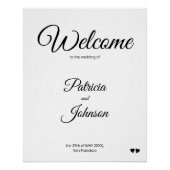 Einfaches Schwarz-weißes Begrüßungszeichen Poster (Vorderseite)