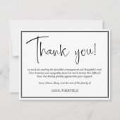 Einfaches Schwarz-weißes Beileid Vielen Dank Dankeskarte (Vorderseite)