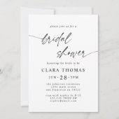 Einfaches Schwarz-weißes Brautparty-Skript Einladung (Vorderseite)