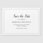 Einfaches Schwarz-weißes Elegant Speichern des Dat Magneteinladung (Vorderseite)