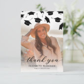 Einfaches Schwarz-weißes Foto Abschluss Dankeskarte (Stehend Vorderseite)