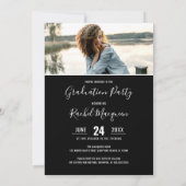 Einfaches Schwarz-weißes Foto Grid Abschluss Einladung (Rückseite)