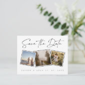 Einfaches Schwarz-weißes Foto Hochzeit speichern S Ankündigungspostkarte (Stehend Vorderseite)