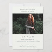 Einfaches Schwarz-weißes Foto Quinceañera Einladun Dankeskarte (Vorderseite)