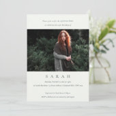 Einfaches Schwarz-weißes Foto Quinceañera Einladun Dankeskarte (Stehend Vorderseite)