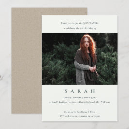 Einfaches Schwarz-weißes Foto Quinceañera Einladun Dankeskarte