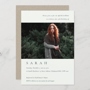Einfaches Schwarz-weißes Foto Quinceañera Einladun Dankeskarte