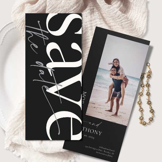 Einfaches Schwarz-weißes Foto Save the Date