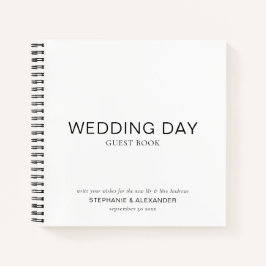 Einfaches Schwarz-weißes Gästebuch für Hochzeiten Notizblock