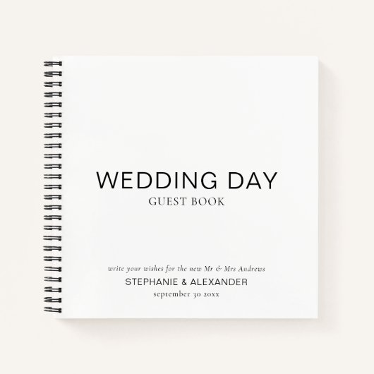 Einfaches Schwarz-weißes Gästebuch für Hochzeiten Notizblock (Vorderseite)