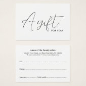 Einfaches Schwarz-weißes Geschenkgutachten für Ele (Vorne & Hinten)