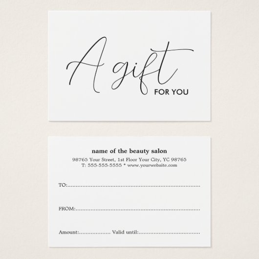 Einfaches Schwarz-weißes Geschenkgutachten für Ele (Vorne & Hinten)