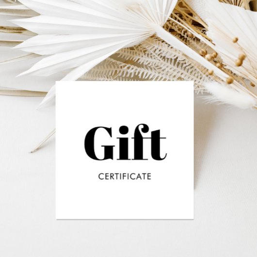 Einfaches Schwarz-weißes Geschenkgutschein