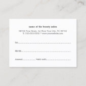 Einfaches Schwarz-weißes Geschenkgutschein Rabattkarte (Rückseite)