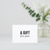 Einfaches Schwarz-weißes Geschenkgutschein Rabattkarte (Stehend Vorderseite)